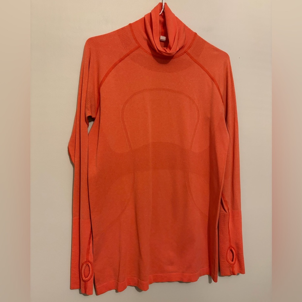 Lululemon Tech Swiftly Orange long Sleeve Running Fitness Tee Top Sz 10 M Medium